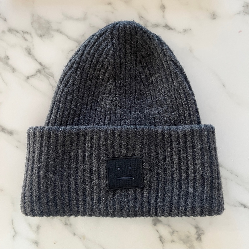 Acne Studios Pansy Wool Beanie - dark gray